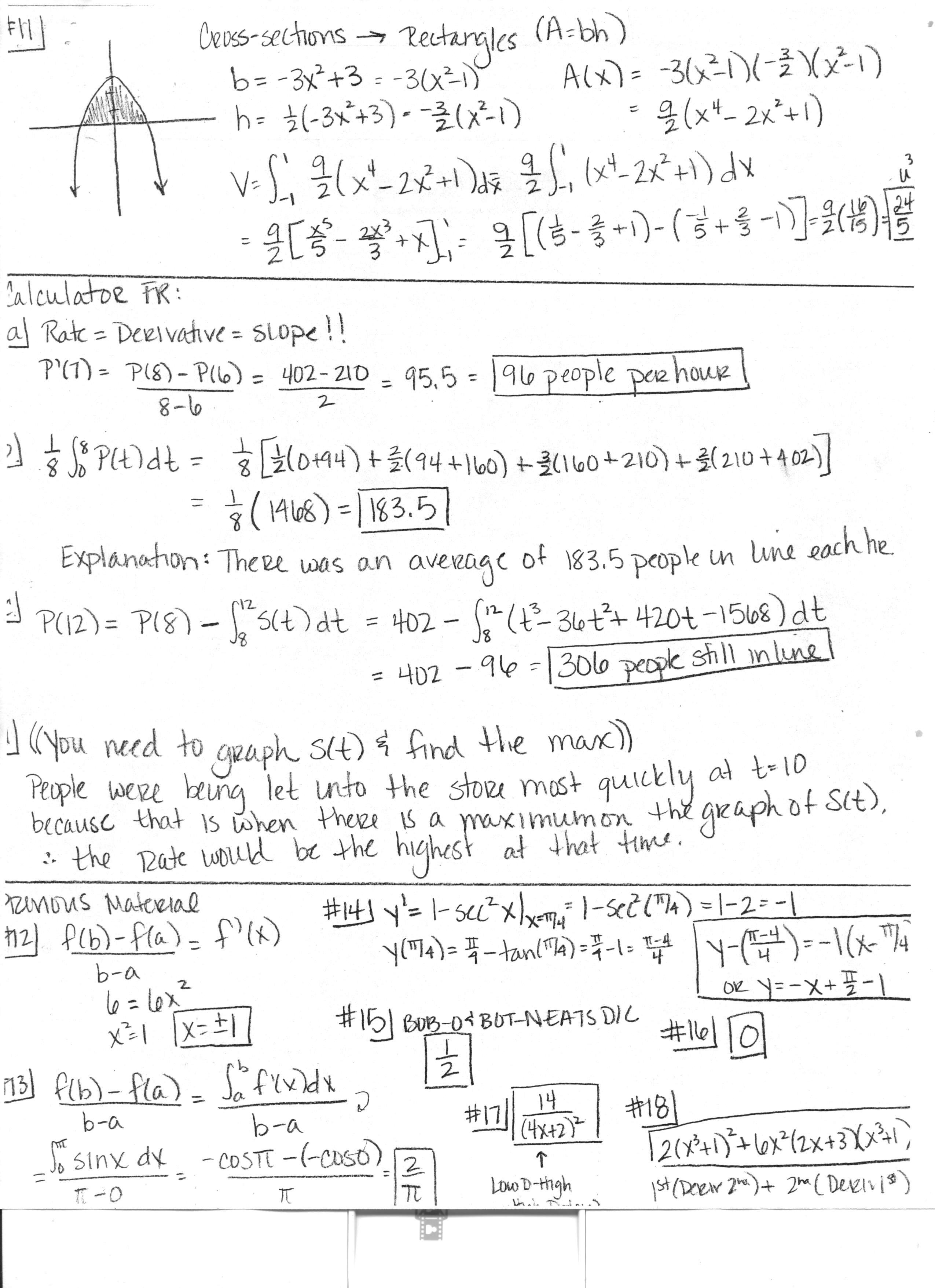 ap calculus summer homework